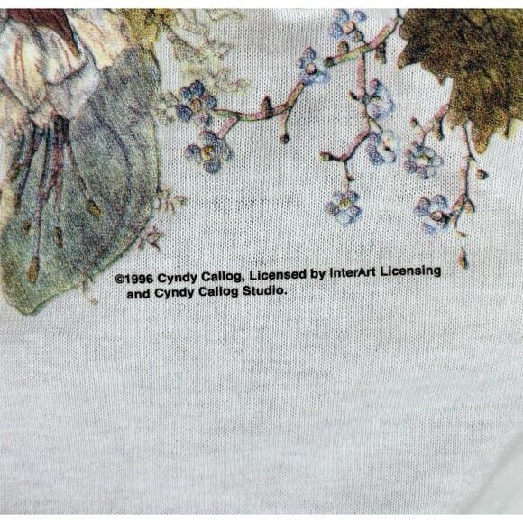 Vintage 90s 1998 Flower / Bird Graphic T - Shirt / White / Size Medium - Picture 3 of 5